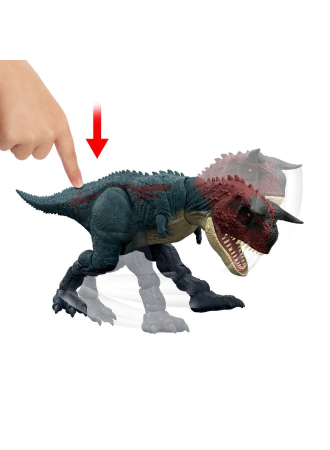 JURASSIC WORLD Dinosaur Action Figure, Running & Biting Carnotaurus with Roar Sounds, Charge N Chomp, Digital Play - Image 3
